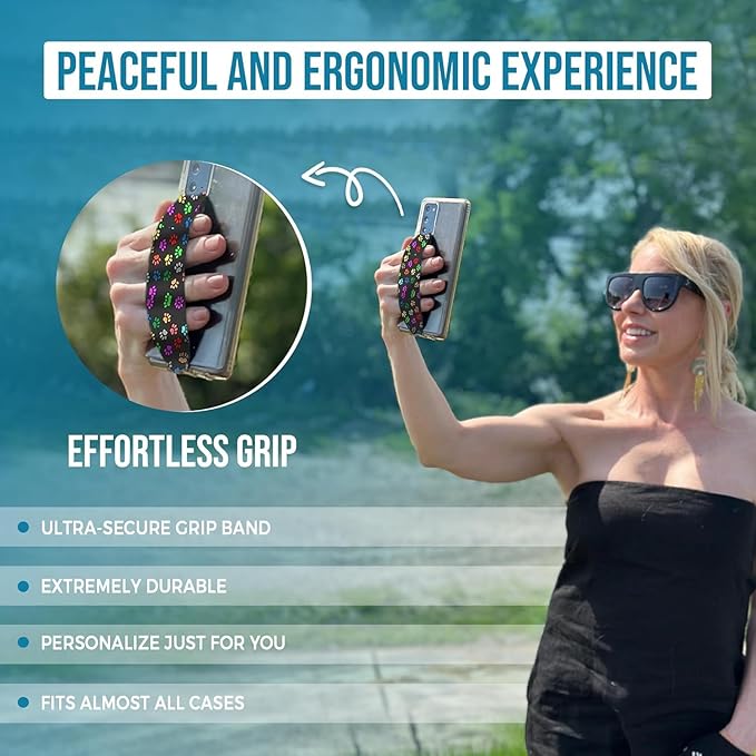Switchbands Phone Grip Strap - Reversible Finger Holder for Phone Back, Customizable Anti-Slip Design, Wireless Charging Compatible Detachable Holder for iPhone - Leopard Night