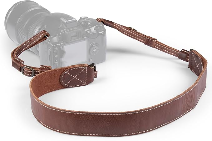 MegaGear Personalized Genuine Leather Camera Strap Custom Engraved DSLR & SLR Shoulder/Neck Strap