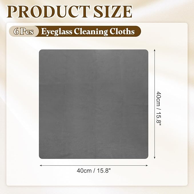 PATIKIL 6Pcs Soft Eyeglass Cloths, 15.8 x 15.8 Electronics Microfiber Cleaning Cloths Eyeglass Cleaning Fabric for Lens Wipes Glasses Cleaner Jewelry LCD Screens Cameras, Dark Gray