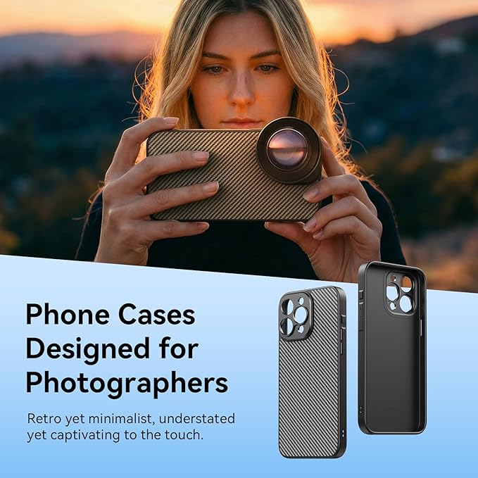 APEXEL 17MM Thread Lens Phone Case Compatible for iPhone 15 Pro, Compatible with All Telephoto Macro Lenses with 17mm Thread Black