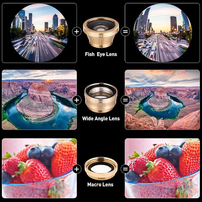 Phone Camera Lens Macro Lens for Fisheye Camera Magnetic Earbuds Phone Accessories Kit Smartphones Clip for Cell Tech Wide Angle