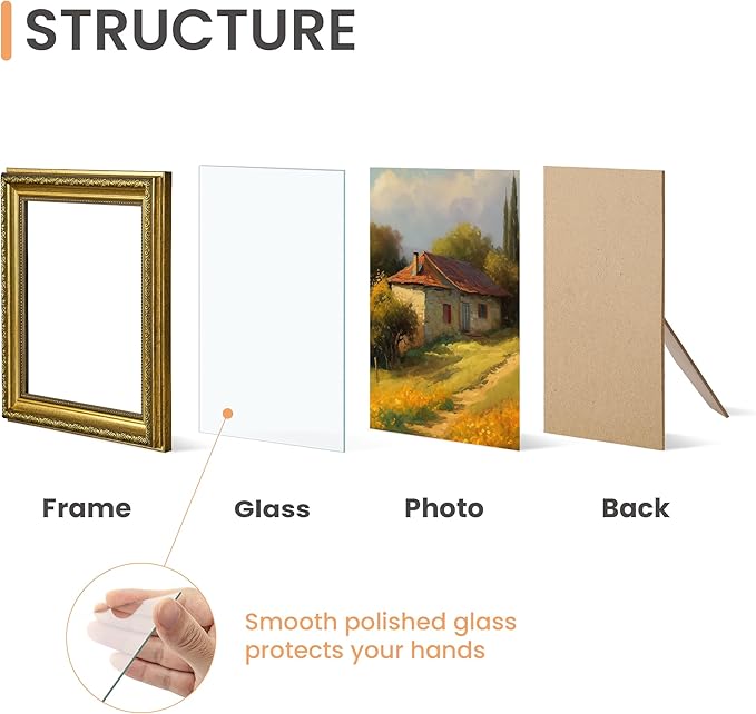 upsimples 8x8 Picture Frame with Real Glass, Ornate Vintage 8 x 8 Photo Frames for Wall Decor or Tabletop Display, Gold, 2 Pack