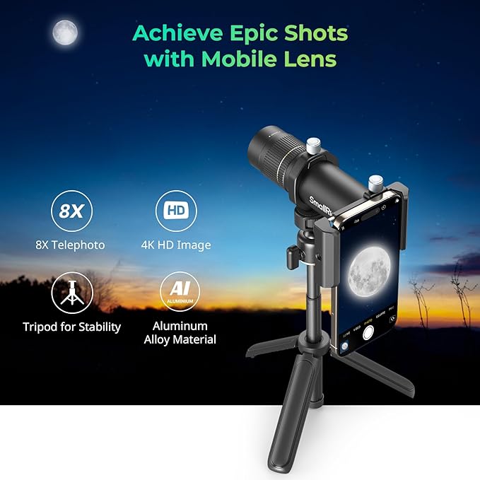 Bundle: SmallRig 1.55XT Anamorphic Lens for Phone 3578B+ SmallRig 8X Telephoto Lens for Mobile Phone (T-Mount) 4737