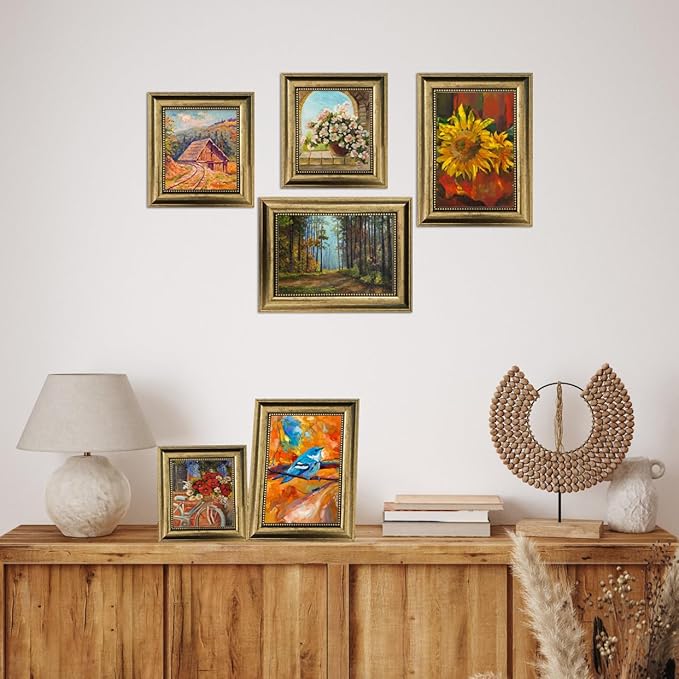 TKYGU 4x6 Picture Frames Set of 4- Rustic Retro Photo Frame with Real Glass Wall Mount and Tabletop Display Family Friends Wedding Gift