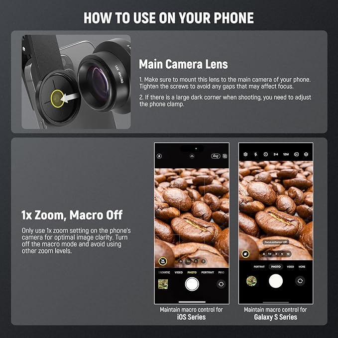 NEEWER Basics 2 in 1 Phone Camera Lens Accessories Kit, HD 0.45x Wide Angle + 15x Macro, 37mm Lens Clamp Compatible with iPhone Samsung Android Smartphone, LS-67
