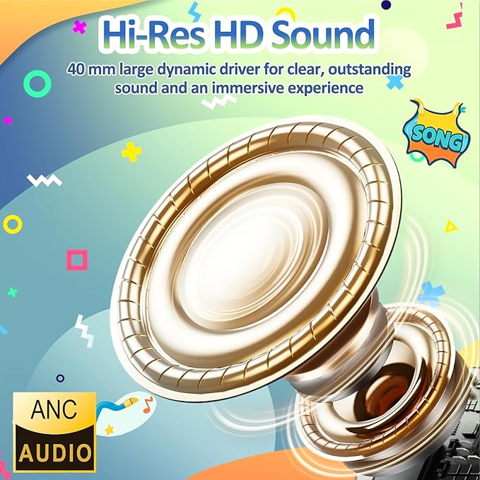 INFURTURE Kids Headphones Over-Ear with Microphone - Wired USB-C Headphones for Children, Active Noise Cancelling, 85/94dB Volume Limiting Safe Headset for School, Travel, Boys & Girls