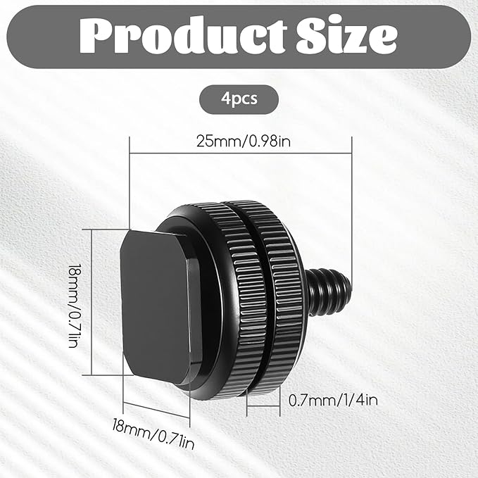4 Pack Camera Hot Shoe Mount to 1/4"-20 Tripod Screw Adapter, Alloy Flash Shoe Mount for DSLR Camera Rig