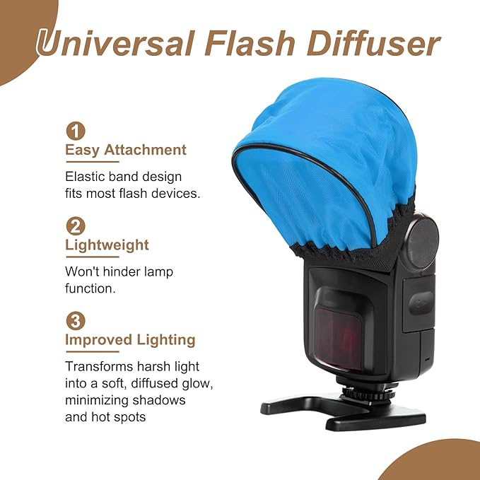 PATIKIL 3.7" x 3.5" Soft Mini Flash Diffuser Cap, 2 Pack Universal Elastic Flash Diffuser Cover for DSLR Camera Flashlight, Blue