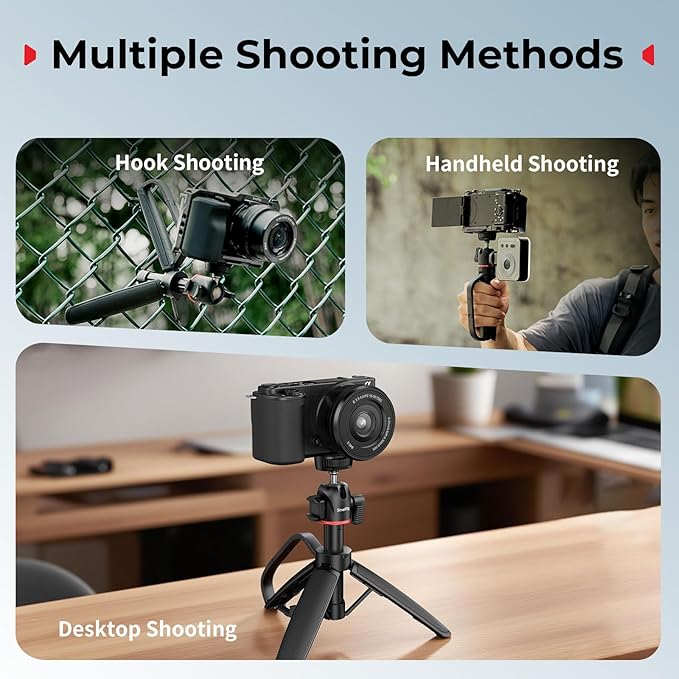 SMALLRIG Small Camera Tripod, Extendable Selfie Stick, 8" Mini Handheld Tripod in Carabiner Shape with Mantis Hook, 360° Ball Head, Cold Shoe Mount, 1/4"-20 Screw for DSLR, Action Camera, Phone - 5285