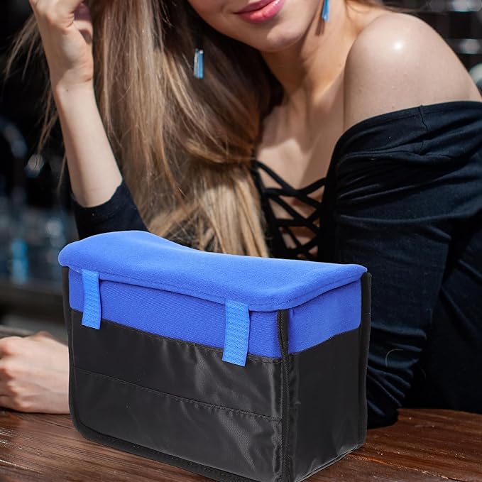 OKUMEYR Portable Shockproof Camera Bag Insert for DSLR Photography Outdoor Use Blue Padded Storage Pouch