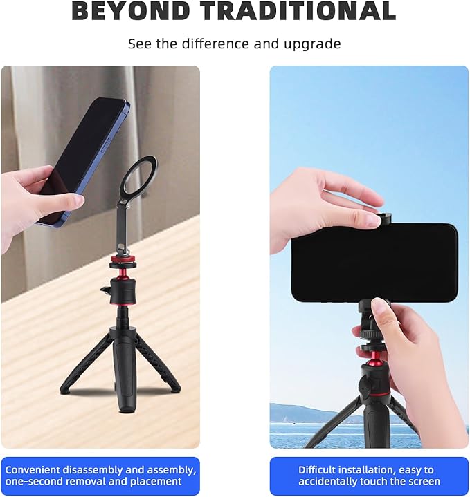 BRDRC Cold Shoe Phone Mount Holder, Tripod Mount for iPhone Magsafe Magnetic Hot Shoe Camera Adapter with 1/4" Screw Hole for DJI Ronin Samsung Canon Nikon DSLR Photography Accessories