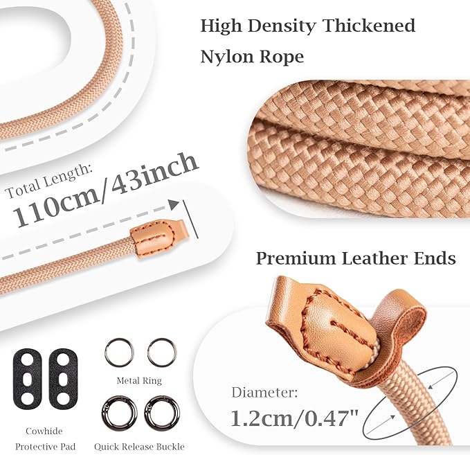 VOVMOEYA Camera Strap Rope,Camera Neck Strap Shoulder Strap for Fujifilm X100VI X100V XS20 XT5 for A6000 A6100 A6400 A6700 A7IV for Canon EOS R6 R10 for Nikon D850 D5600 D7500 - Khaki