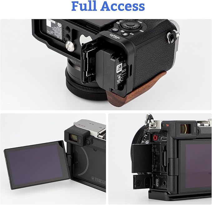 Leftfoto A7CR/A7C II Handgrip L-Shape Bracket with Wooden Grip for Sony A7CR/A7C2 Camera,with Built-in Bottom Arca Quick Release Plate,Ergonomic Retro - Styled Side Handle for Enhanced Grip