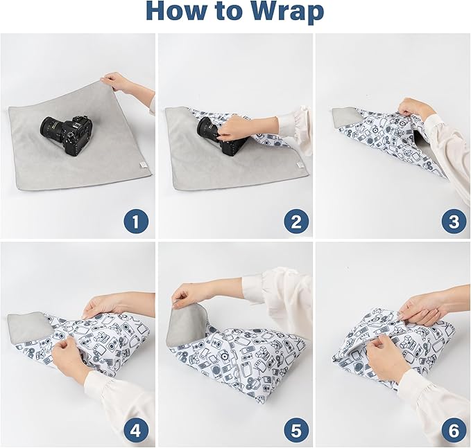 Walking Way Protective Wrap, Self-Adhesive Magic Cloth Camera Wrap, Storage Cloth, Anti-Scratch, Dustproof, Washable Lens Pouch for DSLR, Smartphones, Laptops, Cosmetic
