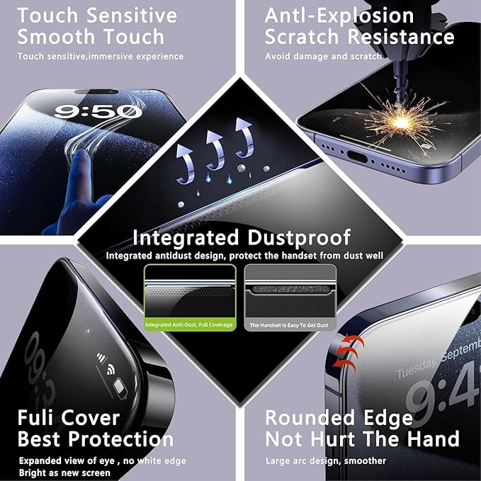 CHRYSHA Screen Protector for iPhone Air 6.5-Inch, 2 Pack, 9H Tempered Glass, HD Clear, Full Cover, Anti-Fingerprint, Easy Installation