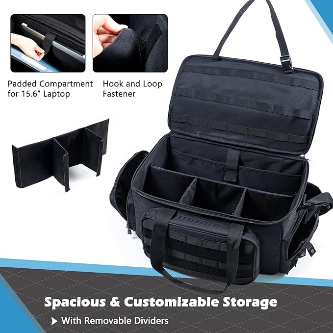 Patrol Bag Law Enforcement - Police Duty Bag - Water Resistant Car Front Seat Organizer with 15.6" Laptop Storage and Molle System for Police Gear, EMTs, Cameras, Pet Detective Gear