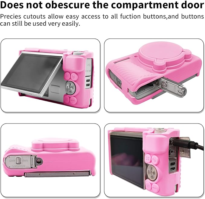 SX740 Camera Case, SX740 Camera Cover Silicone Sleeve Protective Case with Removable Lens Cover, Anti-Scratch Soft Camera Body Skin for Canon PowerShot SX740/SX730 HS Camera,Pink