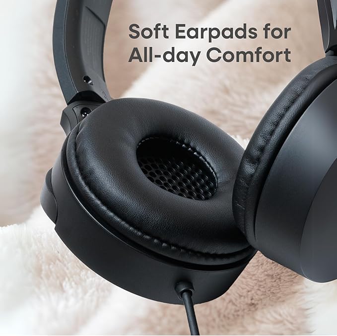 JVC USB-C Wired On-Ear Headphones with Mic – Comfortable All-Day Wear, Clear Calls, Rich Sound – Foldable & Lightweight – Tangle-Free Single-Sided Cable – Great for Gaming & Work from Home