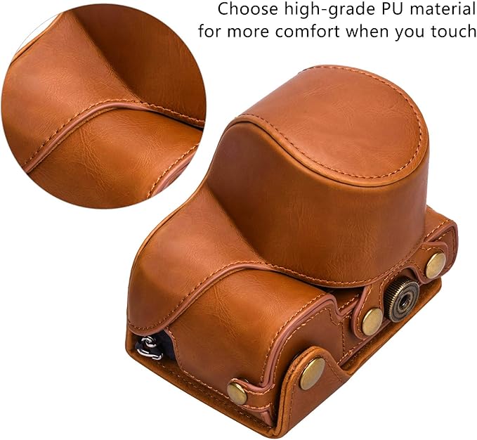 Hargedis XEVN for sony a6400 case,for sony a6300 case,Premium PU Full Body Leather Camera Case Bag for sony alpha a6300 a6000 a6100 a6400 Fit 16-50mm Lens with Camera Shoulder Strap(Brown)