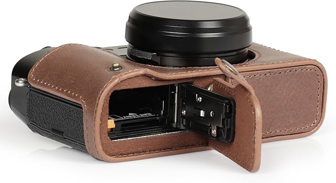 MegaGear Ever Ready Genuine Leather Half Camera Case Compatible with Fujifilm X100VI - Brown