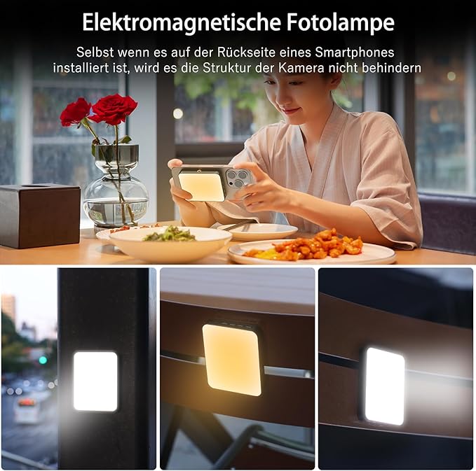 VRIG LED Video Light for Phone & Camera, 3000K-6500K Rechargeable Magnetic Selfie Light with Cold Shoe & 1/4" Screw Hole, 128 LED Beads Fill Light for Vlogging, Selfies, FD-128