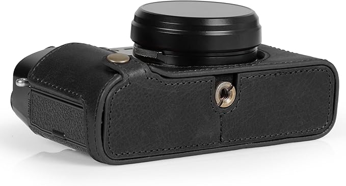 MegaGear Ever Ready Genuine Leather Half Camera Case Compatible with Fujifilm X100VI - Black