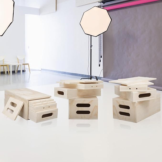 tonchean Appl Boxes Full Set of 5 Standard Appl Boxes for Photography with Secure-fit Lid Design Multifunctional Photography Appl Box for Height Adjusting Photo Studio Movie Set and Photography