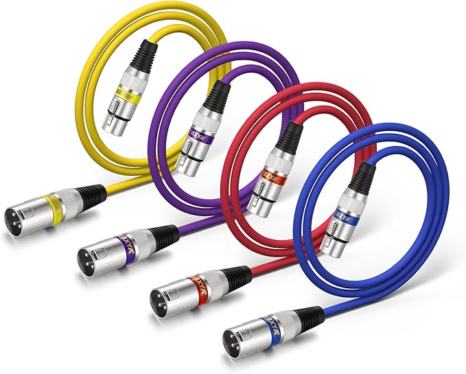 EBXYA XLR Microphone Cable, 3ft XLR Cable Audio Cords Microphone Patch Cable Balanced, 4 Color Packs