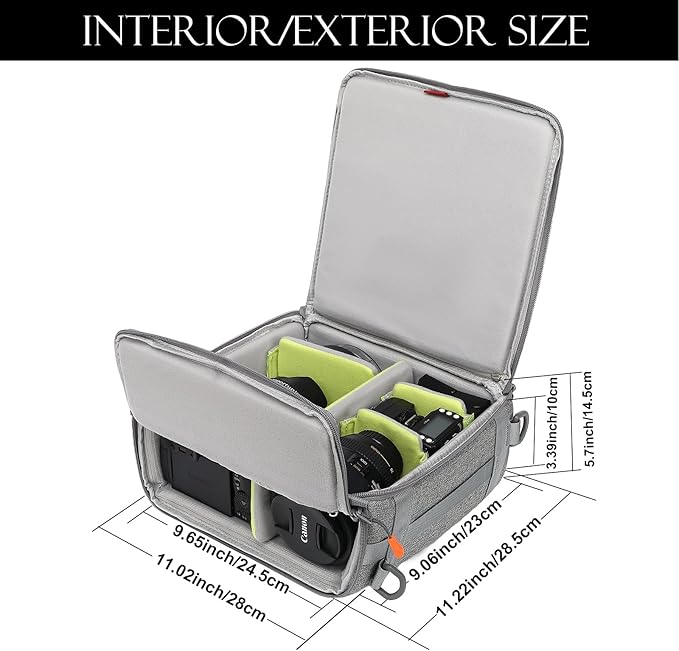 Camera Insert Bag,Shockproof &Pressure-proof Dual Opening Padded Camera Lens Cube Case Backpack,Digital DSLR SLR Mirrorless Cameras Storage for Canon,Nikon,Sony,Panasonic(XS Gray)