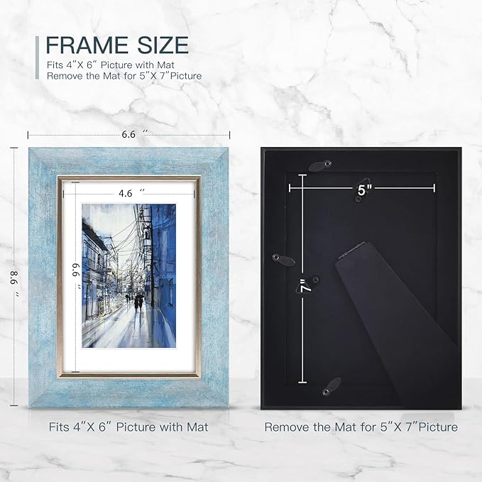 XUANLUO 5x7 Picture Frames Set of 4 Rustic Retro Photo Frame with HD Plastic Cover for Wall Mount and Tabletop Display Family Friends Wedding Gift