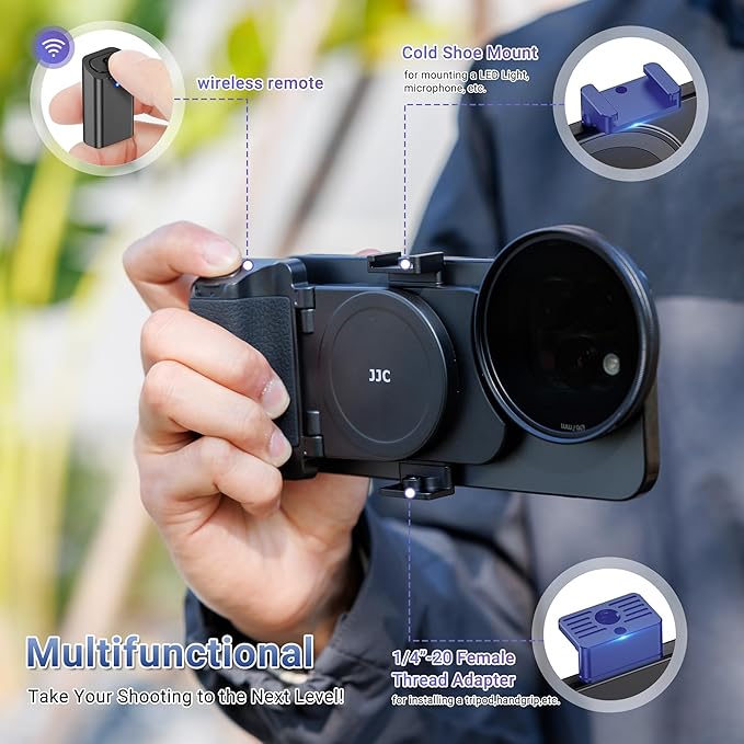 67mm Magnetic Phone Lens Filter Mount with Phone Camera Snap Grip Kit for iPhone 16 15 14 Pro Max Plus, Filter Adapter Set for ND CPL w Cold Shoe Adapter & Tripod Mount Pull-Out to Fit Pro Max Plus