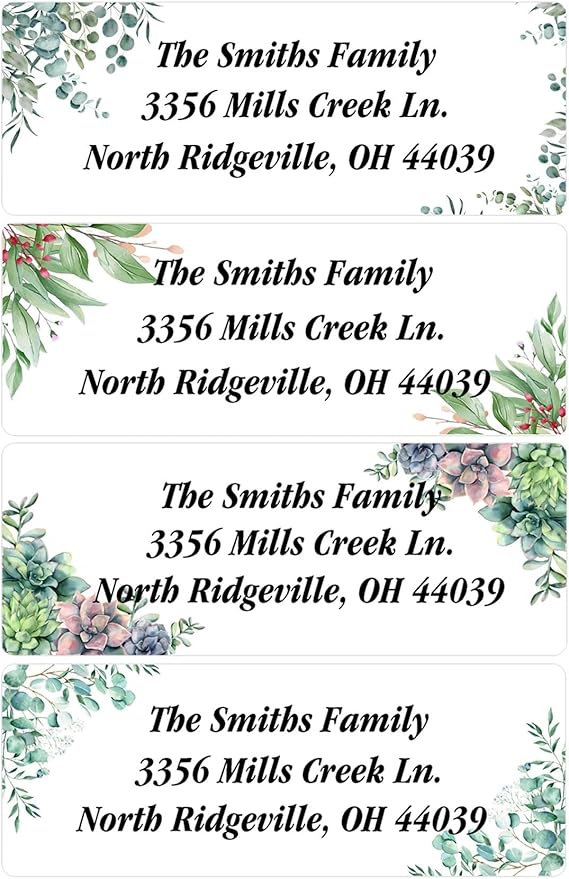 Address Labels Personalized Return Address Labels, 2.6" x 1" Greenery Custom Mailing Label for Envelopes (30-1200) Customized Self Adhesive Stickers Printable Mail Envelope Adress Label, White