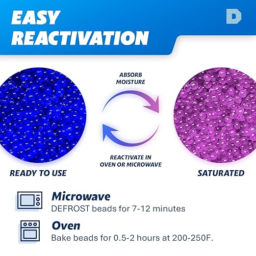 Dry & Dry [3.6 LBS] Blue Indicating Silica Gel Beads Desiccants (Industry Standard 3-5 mm) - Reusable Desiccant Beads Silica Beads(Blue to Pink)