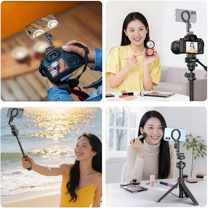 ULANZI MA56 4-in-1 Aluminum Magnetic Phone Tripod Mount for iPhone 17-12 Series, Arca Swiss Plate&1/4 Screw Mount, 360°Adjustable MagSafe Tripod Mount for iPhone/Camera Monitoring/Tripods/Stabilizers