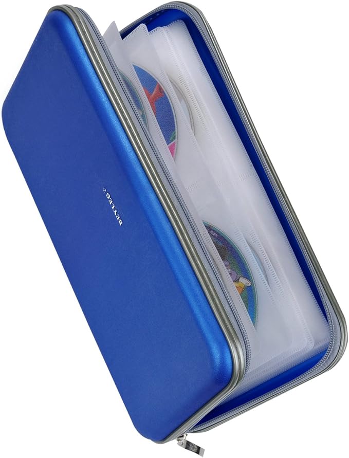 70 Capacity Heavy Duty CD DVD Blu-ray Media Case Storage Holder Organizer Wallet (Blue)