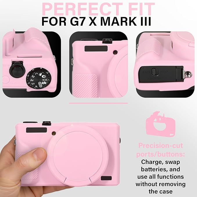 STSEETOP Silicone Case for Canon Powershot G7 X Mark II, G7 X Mark II Case Soft Protective Cover with Anti-Slip Grip and Lens Protection, Scratch Resistant (Pink)