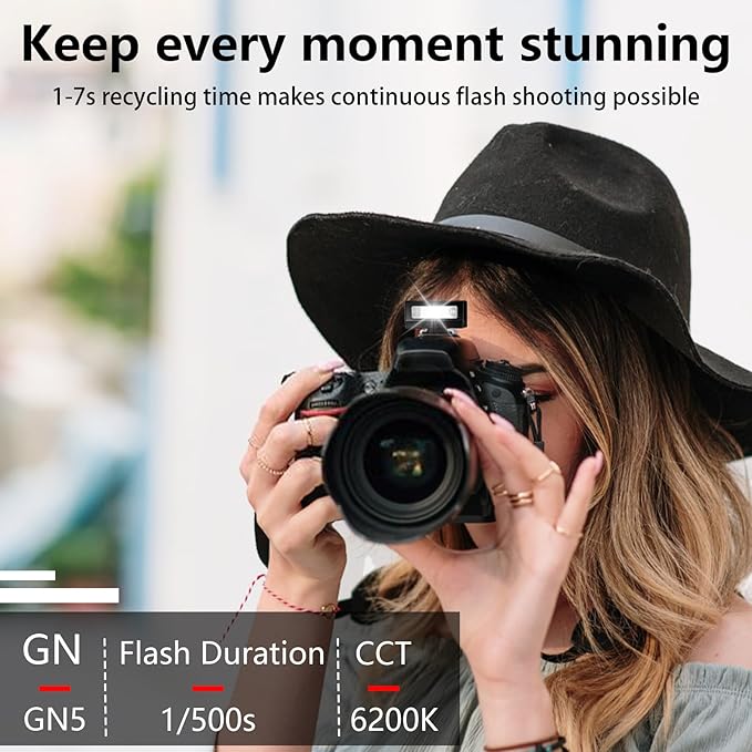 Upgrade Aluminum F1s Mini Camera Flash for Ricoh GR3/GR3X/Fuji/Sony ZV1/Nikon/Canon/Olympus/Digital Film Cameras,Portable Hot Shoe Camera Flash Speedlite for DSLR Camera(Black).