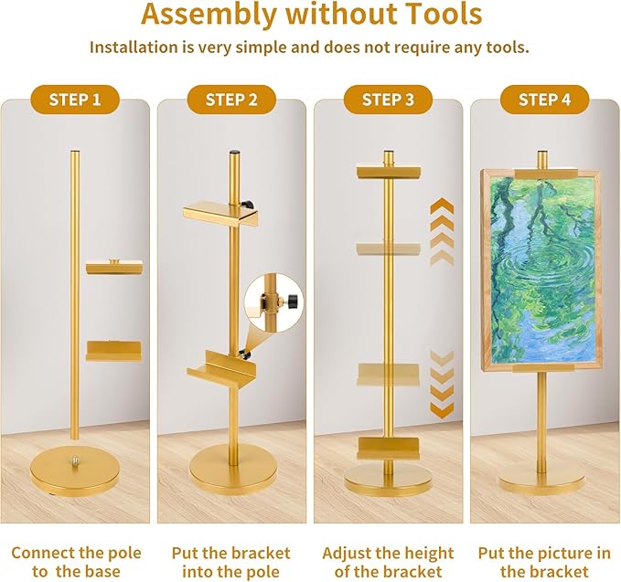 Photo Frame Tabletop Easel Stand-Heavy Duty Tabletop Display Easel, French Style Gold Easel Stand,Picture Frame Stand for Wedding/Art/Photos,Picture Easels (Gold, 18inch)