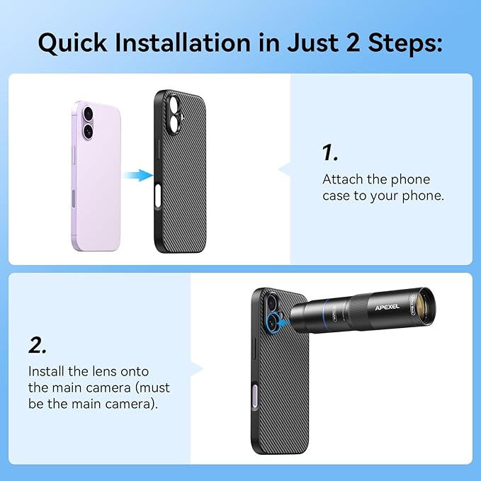 APEXEL 17mm Thread Lens Phone Case Compatible for iPhone 17, Compatible with All Telephoto & Macro Lenses, Durable Protective Cover Black
