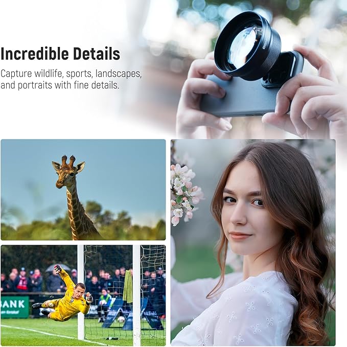 NEEWER HD 85MM Telephoto Phone Lens Only for 17mm Thread Backplate, 2.5X Magnification Compatible with SmallRig NEEWER iPhone Samsung Phone Cage Case with 17mm Lens Adapter, LS-59