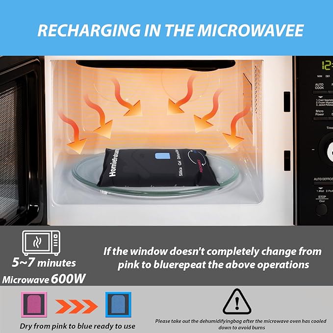 1000g Car Dehumidifier Bag with Non-Slip Dashboard Mat | Microwave Rechargeable Silica Gel Desiccant | Absorbs Moisture & Condensation | For Car, Gun Safe, Closet & Garage | Reusable & Leakproof