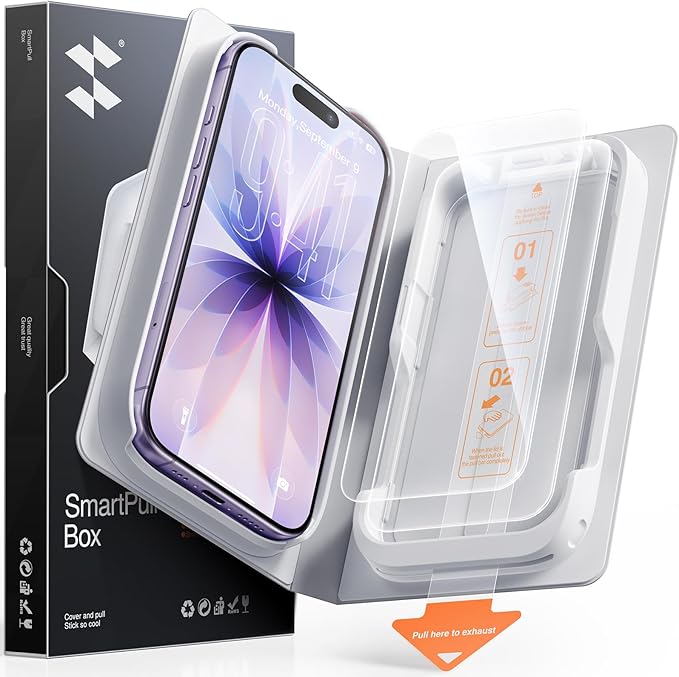 SMARTDEVIL 2 Pack for iPhone 17 Screen Protector Tempered Glass, HD Clear Film, Easy Installation, Dust-Free Box
