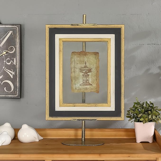 Adjustable Easel Stand for Sign, Metal Heavy Duty Picture Easels for Display, Tabletop Easel Stand for Picture Frames up to 28", Antique Gold Easel Stands with Base for Art Paintings Photos