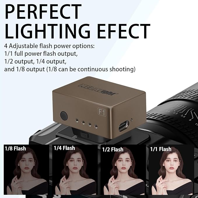 F1 Mini Camera Flash Camera Flash Speedlite for Ricoh (GR3/GR3X,etc.) Fuji/Sony ZV1/Nikon/Canon,Digital Film Cameras,Portable Mini hot Shoe Flashlight for DSLR Cameras.(Brown Rosegold)