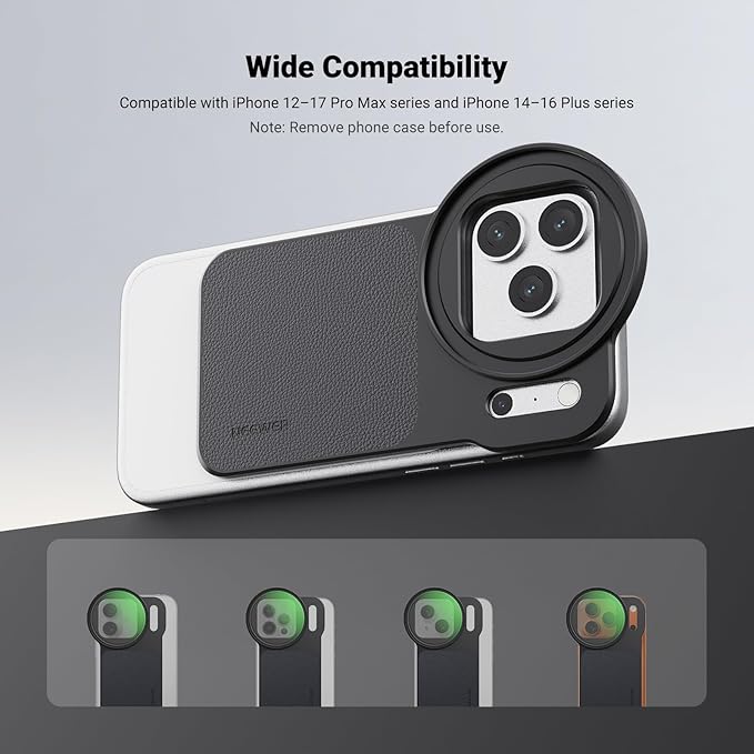 NEEWER 6.9" Magnetic Phone Lens Filter Mount Adapter Backplate Accessories & 67mm CPL Filter Circular Polarizing Polarizer Compatible with MagSafe iPhone 12/13/14/15/16/17 Pro Max & 14/15/16 Plus