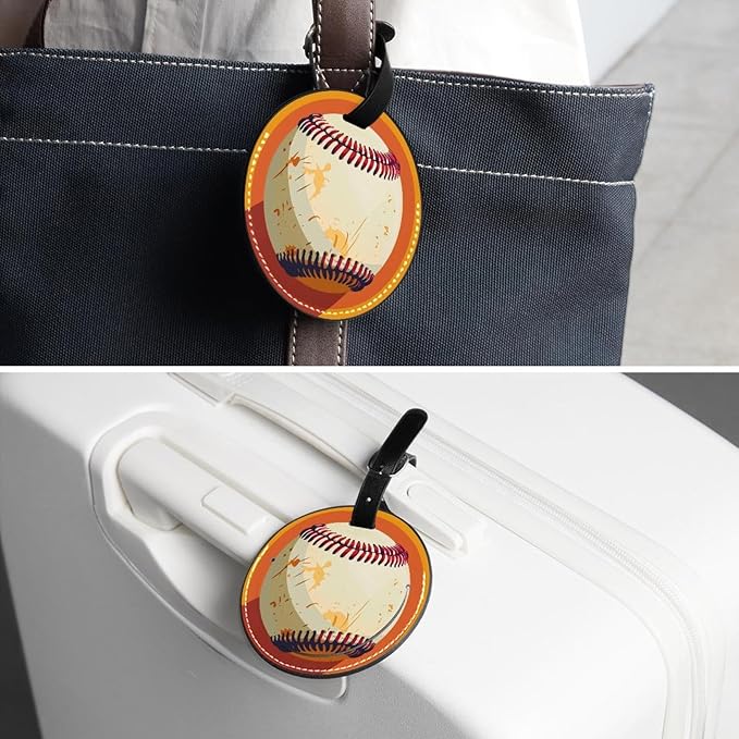 2 Pack Baseball Ball Background Luggage Travel Bag Tags