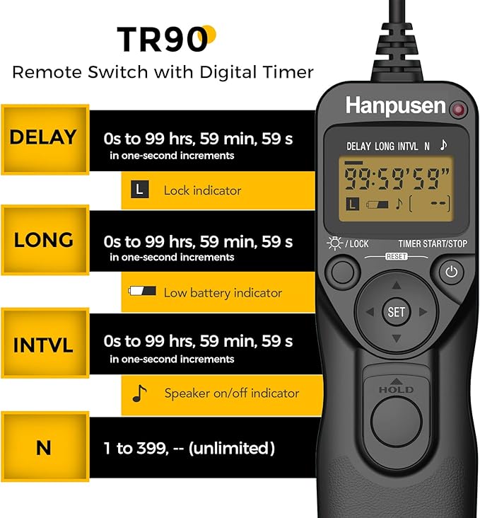 Camera Wired Intervalometer Remote Control - Cameras Timer Shutter Release for Canon 90D; for Olympus E-M1X E-M1-II E-M1-III E-M5-III; for Fuji;Replaces RS-60E3, Fujifilm RR-100 and Olympus RM-CB2