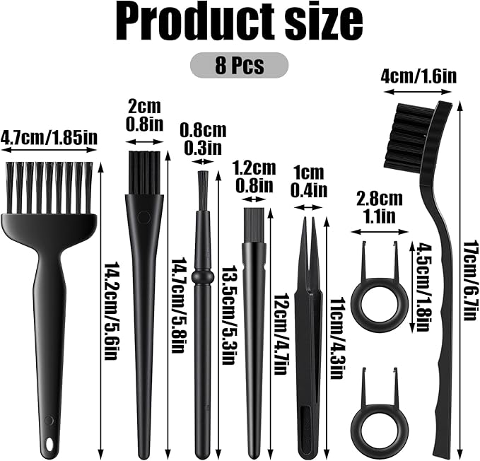 8 Pcs Mini Keyboard Cleaning Brushes Kit, Anti Static Electronic Dust Cleaning Brushes with PP Handle and Nylon Bristles, Keyboards Cleanings Brush for Computer Keyboard and Small Spaces