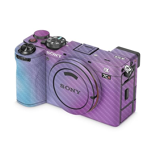 Carbon Fiber Camera Skin Compatible with Sony Alpha 7CR Camera (2023) - Purple Fog - Premium 3M Vinyl Protective Wrap Decal Cover - Easy to Apply | Crafted in The USA by MightySkins