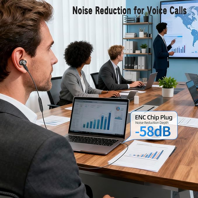 Premium Wired Ear bud with ENC Noise Reduction-Rich Deep Bass Dual-Driver In-Ear Eerphones,Call Noise Cancellation Earbuds USB C,Noise-Isolating Headphone Wired Volume Control (USB Type C Plug)